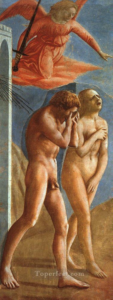The Expulsion from the Garden of Eden Christian Quattrocento Renaissance Masaccio Oil Paintings